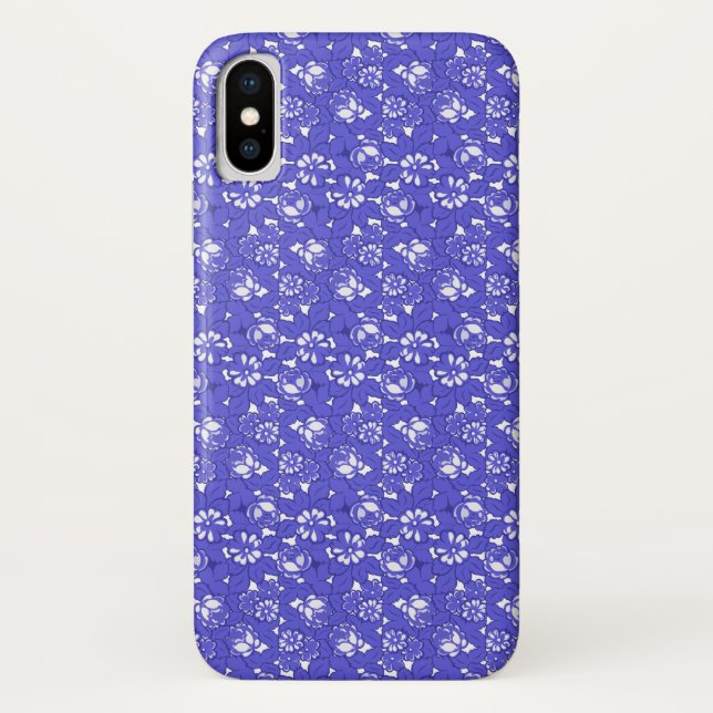 Barocktapete - blaues Muster der Blume Case-Mate iPhone Hülle (Rückseite)