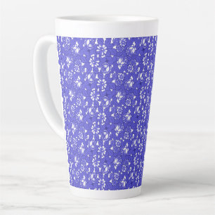 Barocktapete - blaues Muster der Blume Milchtasse