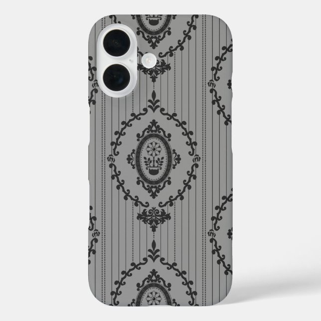 Barocktapete Grau Case-Mate iPhone Hülle (Rückseite)