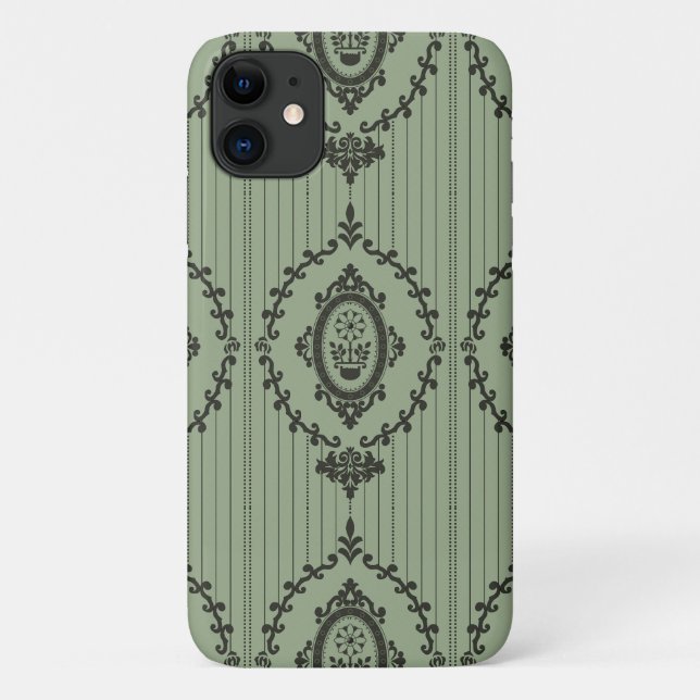 Barocktapete in Grün Case-Mate iPhone Hülle (Rückseite)