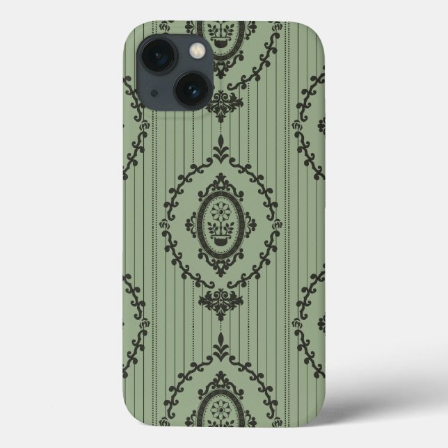 Barocktapete in Grün Case-Mate iPhone Hülle (Rückseite)