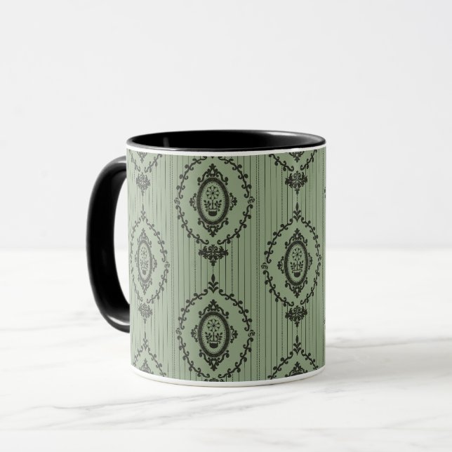 Barocktapete in Grün Tasse (Vorderseite Links)