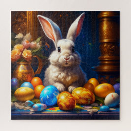 Barockweiße Ostern Bunny mit Eiern Puzzle