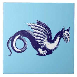 Barockzeit Blau-weißer mittelalterlicher Drache Fliese