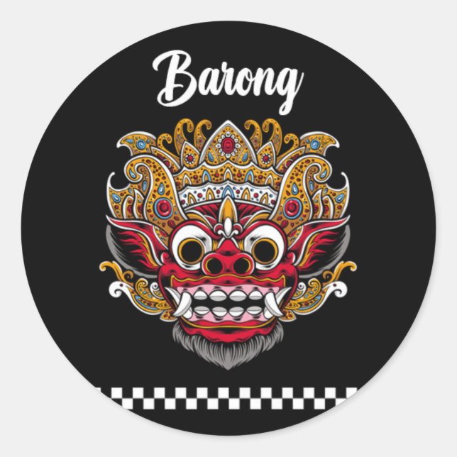 Barong Bali Classic Round Sticker (Vorderseite)