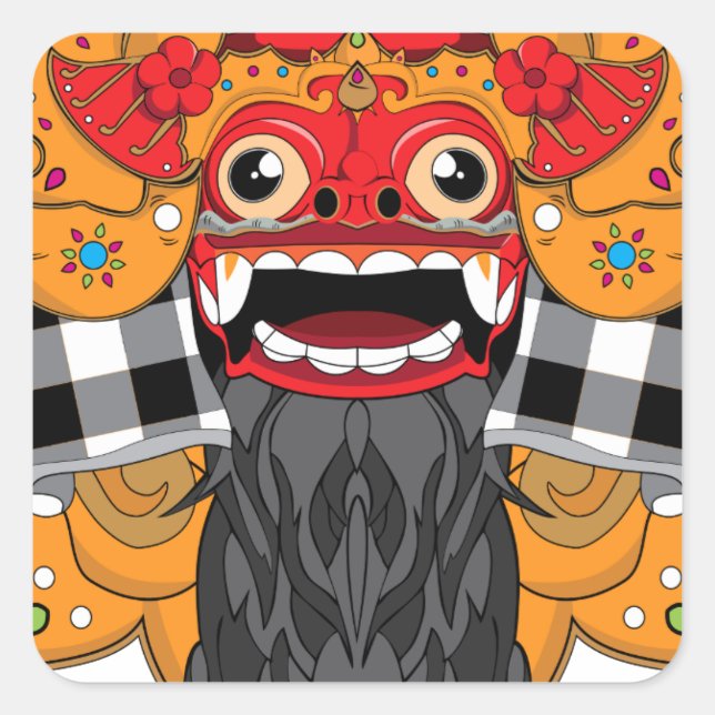 Barong Bali Quadratischer Aufkleber (Vorderseite)
