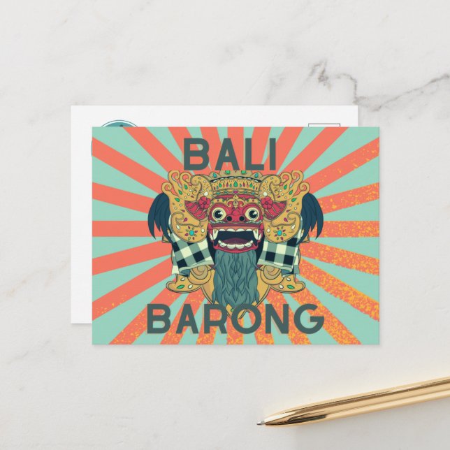 Barong Legacy: Vintage Bali Postkarte (Vorderseite/Rückseite Beispiel)