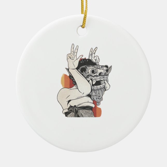 Barong Peekaboo Keramik Ornament (Vorne)