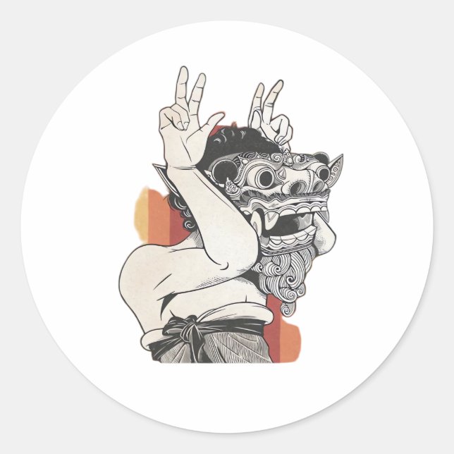 Barong Peekaboo Runder Aufkleber (Vorderseite)