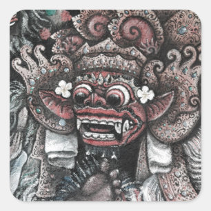 Barong und Rangda Bali Quadratischer Aufkleber