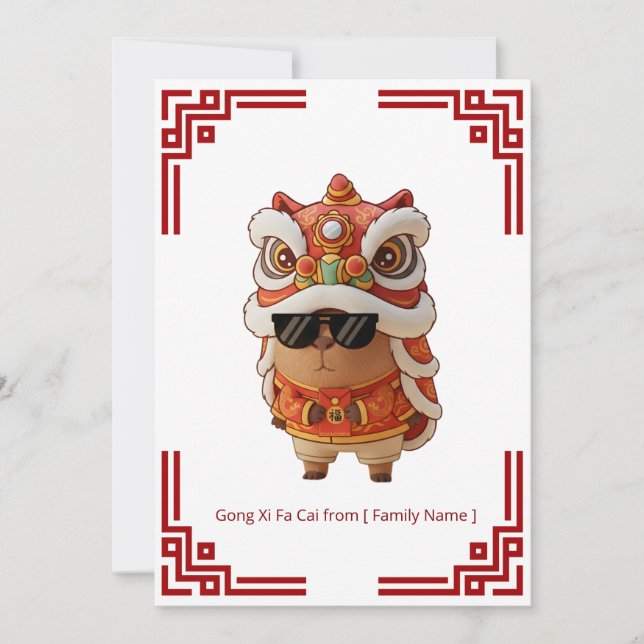 Barongsai Capybara Chinese New Year Karte (Vorderseite)