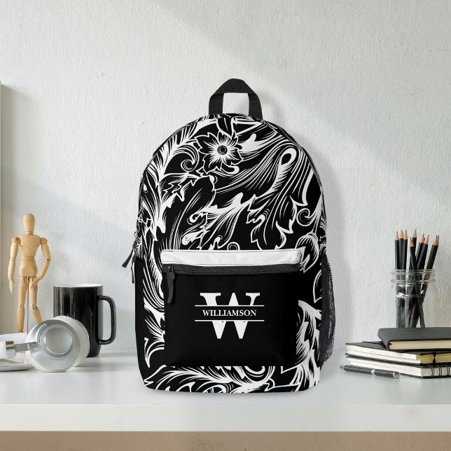 Baroque Acanthus Leaf White Bedruckter Rucksack (Von Creator hochgeladen)