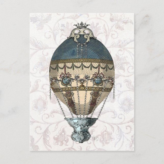 Baroque Balloon Blue & Cream Postkarte (Vorderseite)