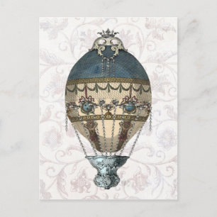 Baroque Balloon Blue & Cream Postkarte