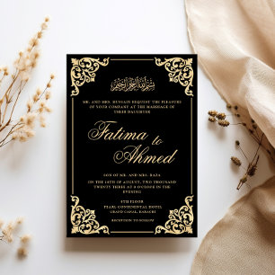 Baroque Black Nikah Islamische Hochzeit Einladung