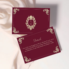 Baroque Burgundy Gold Wedding Details Begleitkarte
