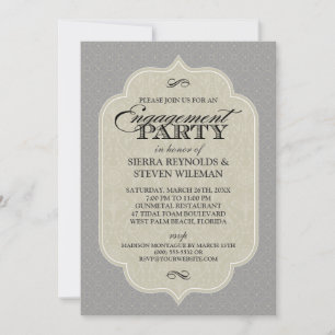 Baroque Damask Gunmetal Gunmetal Graue Engagement  Einladung