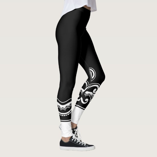 Baroque Dolce Leggings - Schwarz & Weiß Elegante (Rechts)