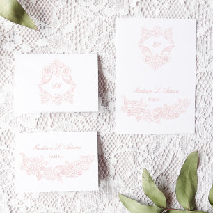 Baroque Dusty Pink Elegante Namenskarte für falten Tischnummer