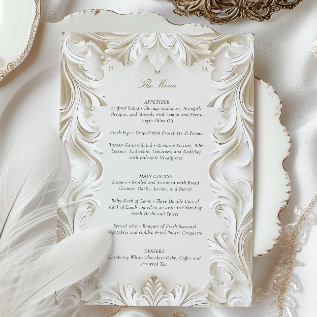Baroque Elegance Wedding Menu Card Einladung (Von Creator hochgeladen)