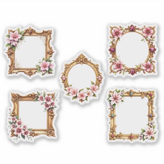 Baroque Floral Frame Cutout Sticker Sheet (Vorderseite)