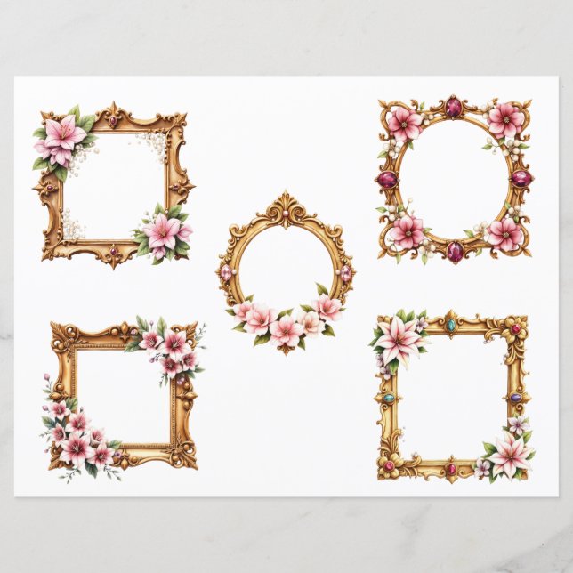 Baroque Floral Frame Scrapbook Paper Cutouts (Vorderseite)