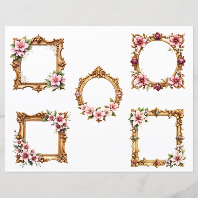 Baroque Floral Frame Scrapbook Paper Cutouts (Vorderseite)