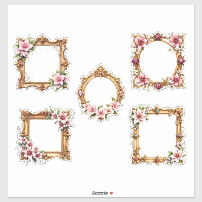 Baroque Floral Frame Sticker Sheet (Blatt)