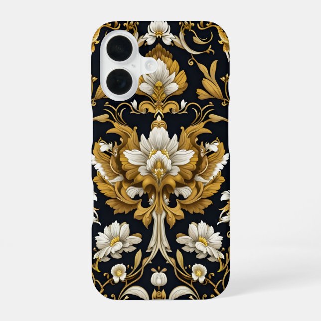 Baroque Floral iPhone 16 Hülle (Rückseite)