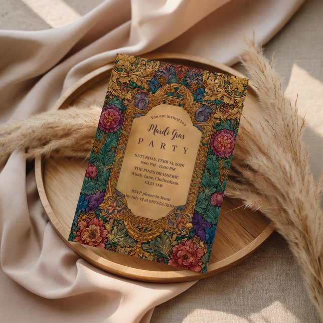 Baroque Floral Mardi Gras Masquerade Einladung (Von Creator hochgeladen)