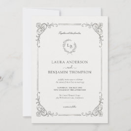 Baroque Frame Laurel Wreath Elegante Hochzeit Einladung