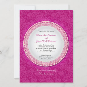 Baroque Fuchsia Plaque Hochzeit Einladung