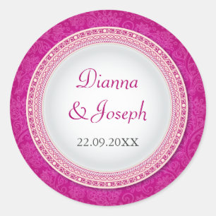Baroque Fuchsia Plaque Wedding Sticker