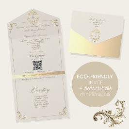 Baroque Gold All In One Wedding Invite + Timeline Einladung