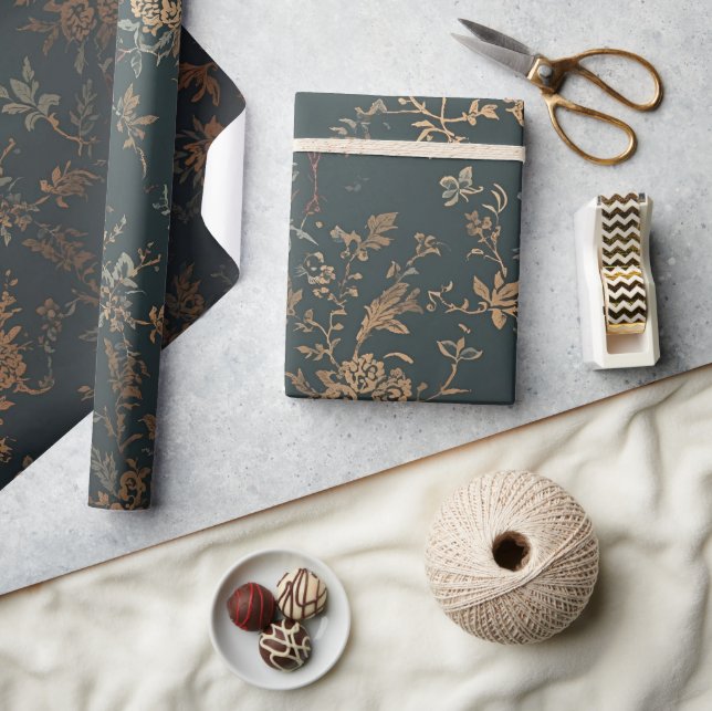 Baroque Gold Gift Wrap | Floral  Geschenkpapier (Kunsthandwerk)