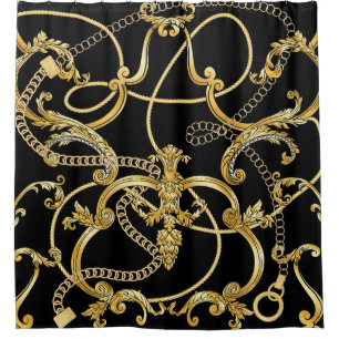 Baroque Gold Ketten Nahtloses Muster Duschvorhang