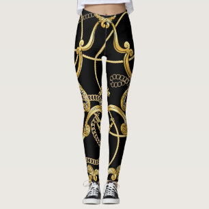 Baroque Gold Ketten Nahtloses Muster Leggings