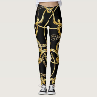Baroque Gold Ketten Nahtloses Muster Leggings