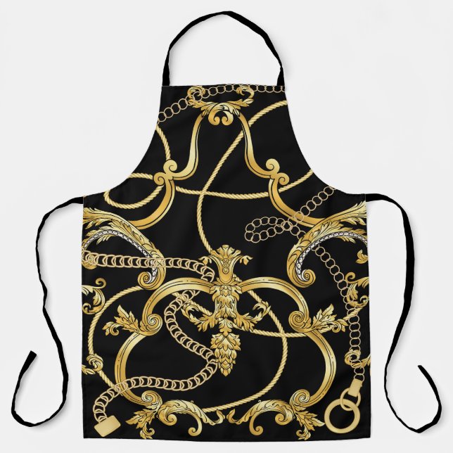Baroque Gold Ketten Nahtloses Muster Schürze (Vorderseite)