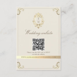 Baroque Gold QR Code Wedding Begleitkarte