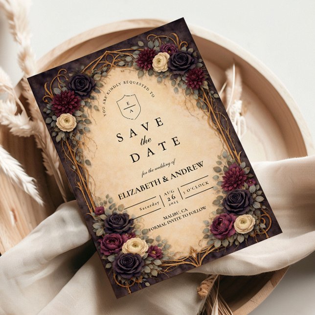 Baroque Gothic Floral Wedding Save The Date (Von Creator hochgeladen)