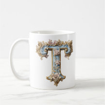 Baroque Initial 'T' Tasse für eine Kaffeeprinzessi