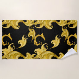 Baroque leaf,abstract,vintage flowers art strandtuch