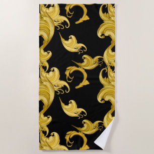 Baroque leaf,abstract,vintage flowers art strandtuch
