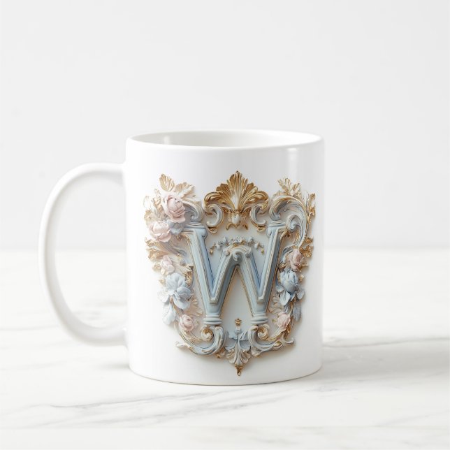 Baroque Letter 'W' Tasse für eine Kaffeeprinzessin (Links)