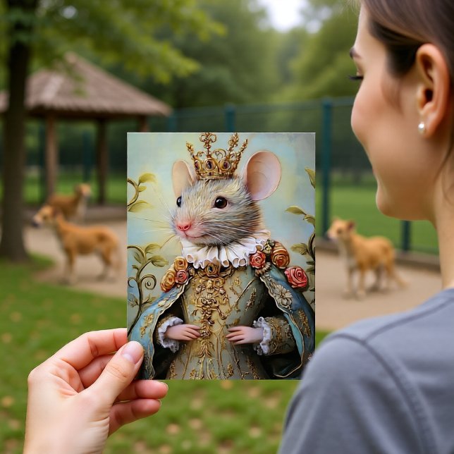 Baroque Mouse Royal King Portrait Design Postkarte (Von Creator hochgeladen)