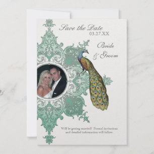 Baroque Peacock Save the Date einladen