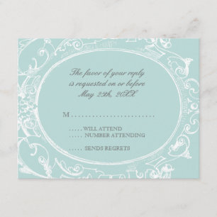 Baroque Peacock UAWG Response Card - Blue Green RSVP Karte