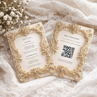 Baroque QR Code Wedding Details Enclosure Card Einladung