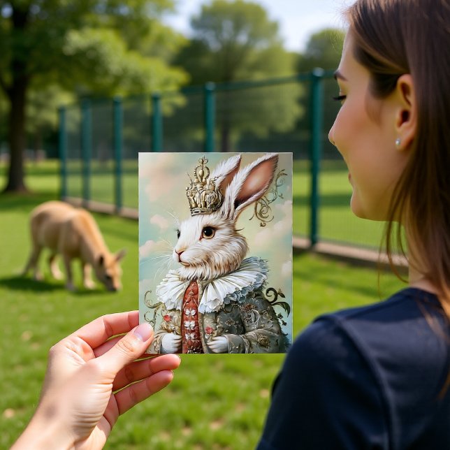 Baroque Rabbit Royal Red Portrait Design Postkarte (Von Creator hochgeladen)